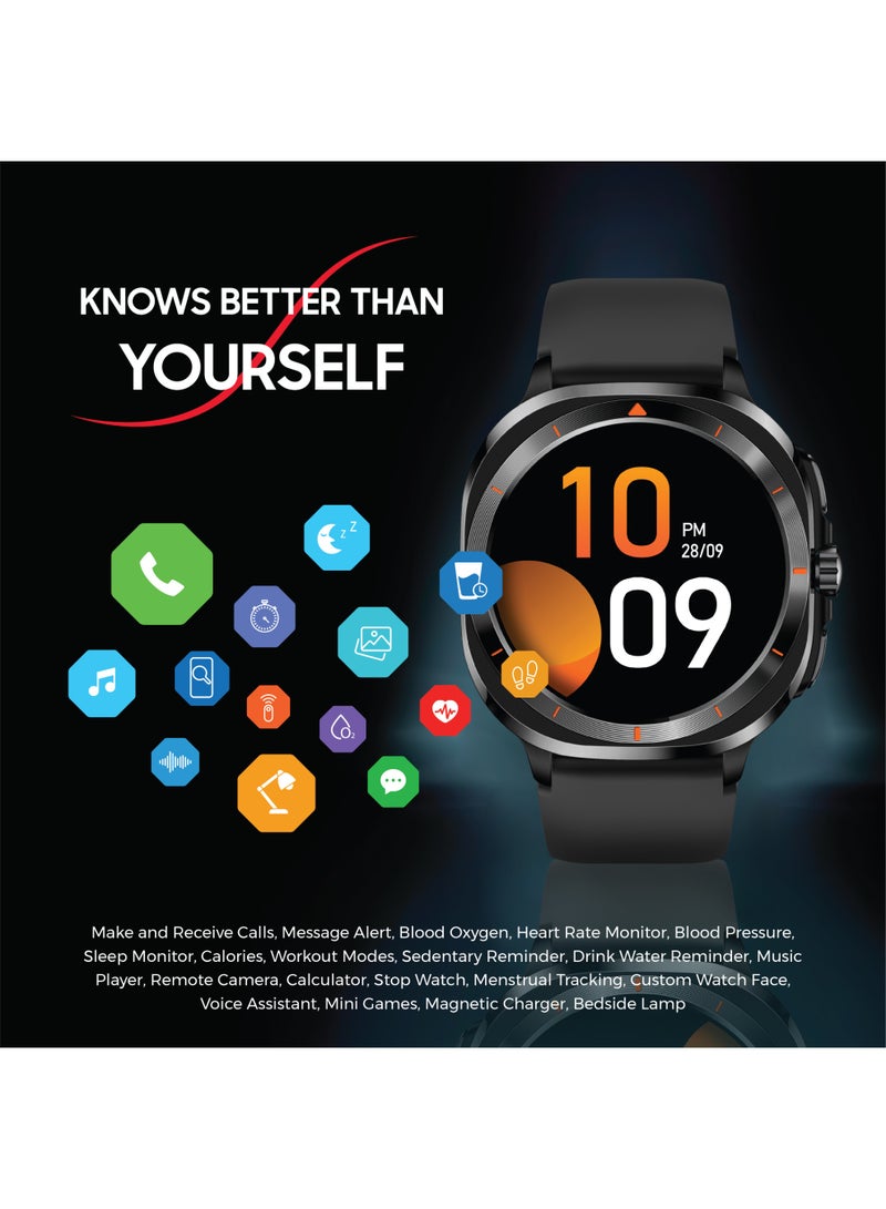 Trands SW190 Smart Watch for Men & Women – 1.43" HD Screen, Bluetooth Calling, IP67 Waterproof, Fitness Tracker with Heart Rate & Sleep Monitor, Premium Magnetic Mesh Band – Black - Image 3